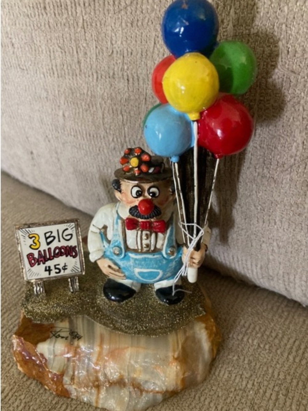 Hand-Painted Multicolor Clown Figurine with Balloons